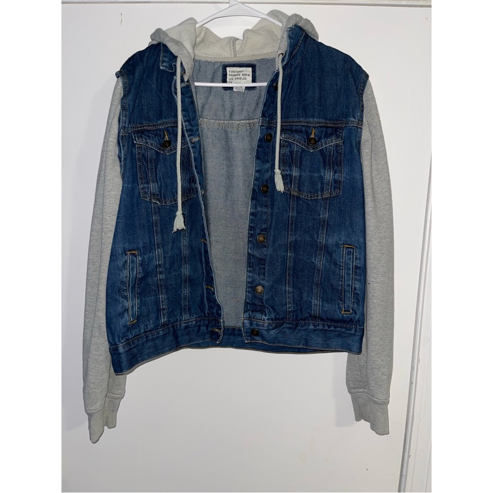 Denim Sweater Jacket with Hood